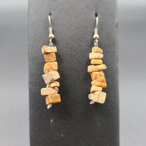 Silver Plated Picture Jasper Stone Handmade Dangle Earrings A6315